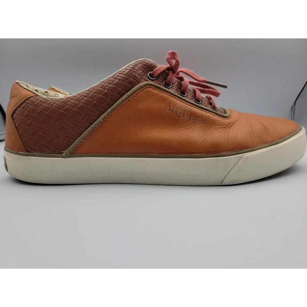 Puma Alexander McQueen Tan Woven Leather Sneakers 356139-02 Men's Size 10 MCQ